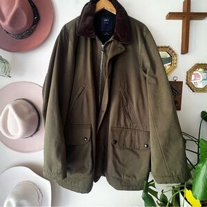 Vintage LINCS DC & CO Barn chore Jacket corduroy collar olive green Mens SIZE XL